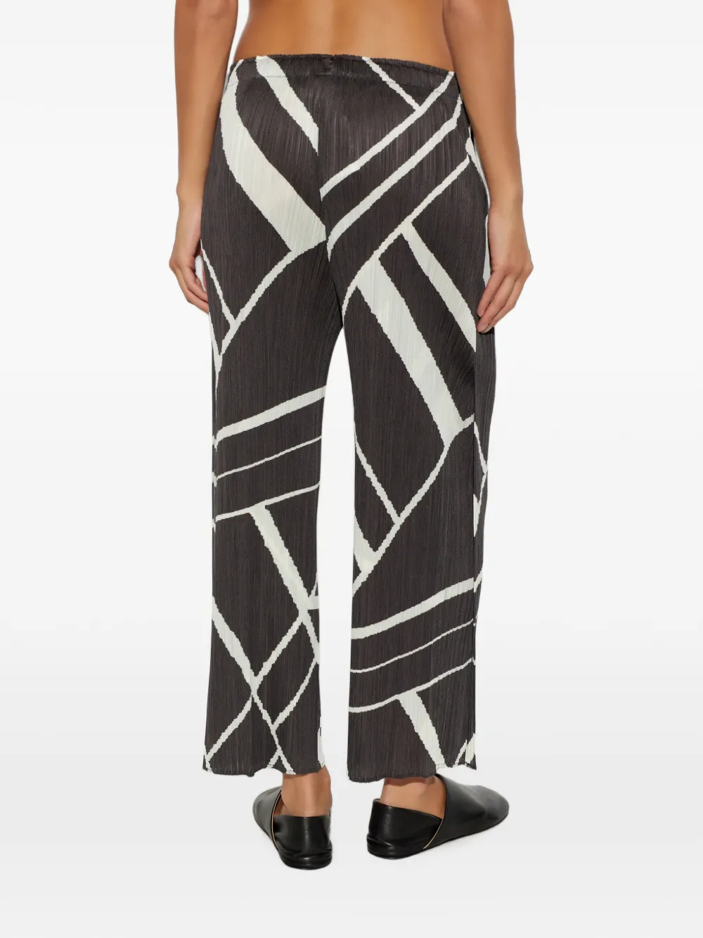 Pleats Please Issey Miyake Fold Line plooibroek met abstracte print Grijs