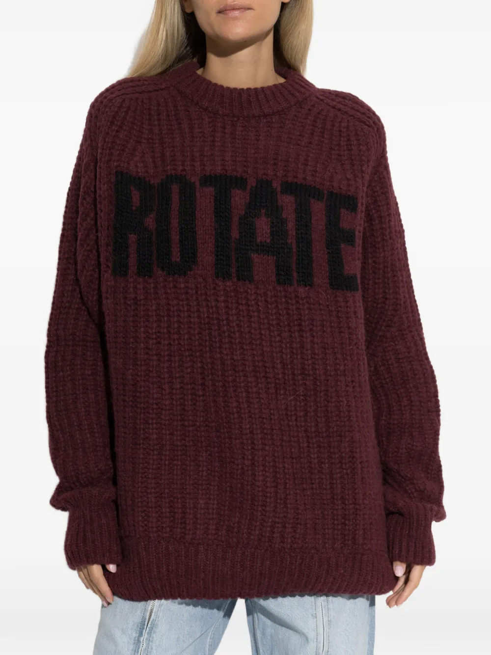 ROTATE BIRGER CHRISTENSEN logo-intarsia chunky-knit sweater - Rosso