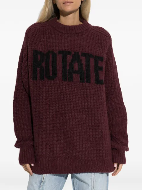 ROTATE BIRGER CHRISTENSEN logo-intarsia chunky-knit sweater