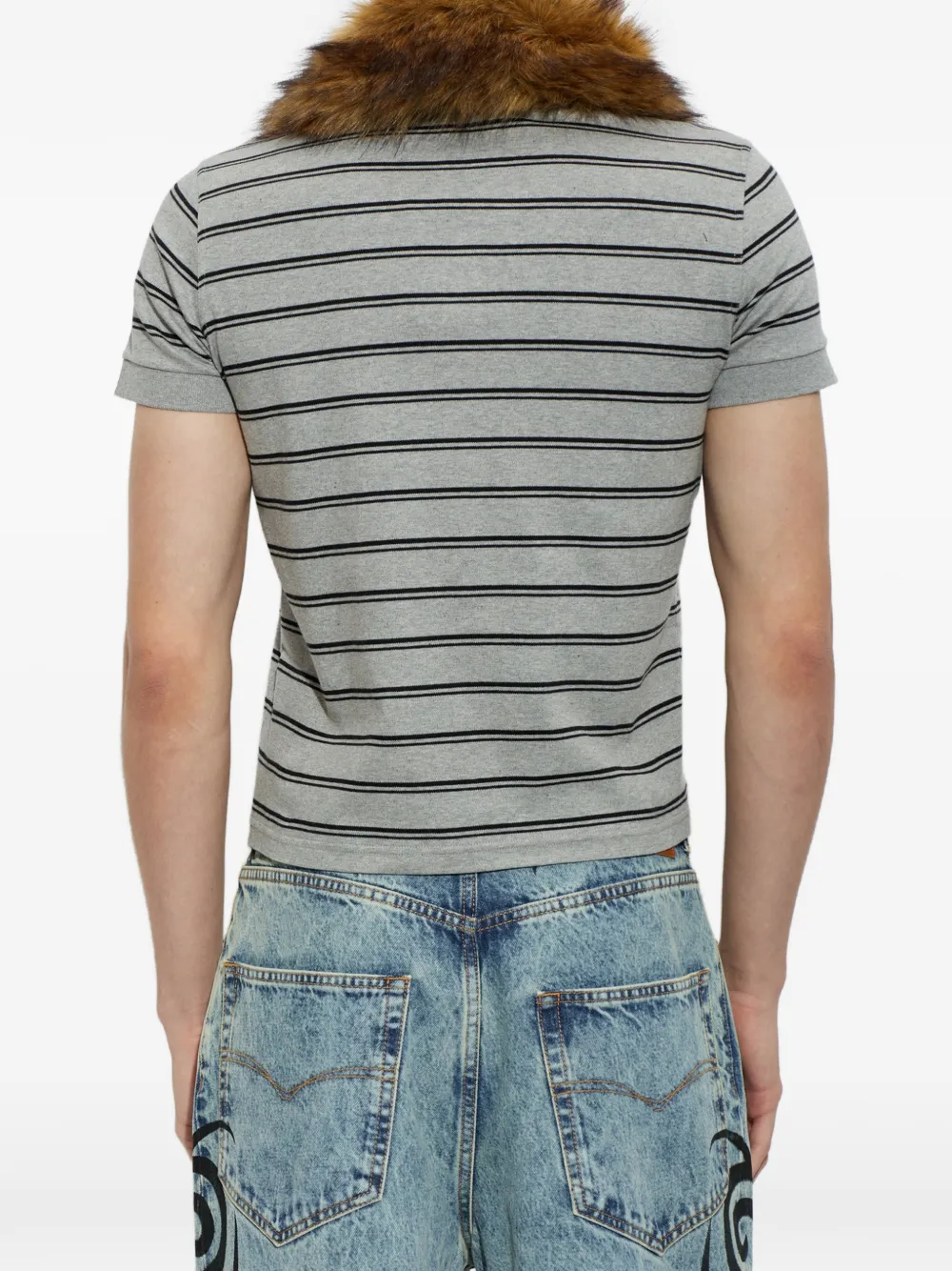 VETEMENTS striped detachable-collar polo shirt Grijs