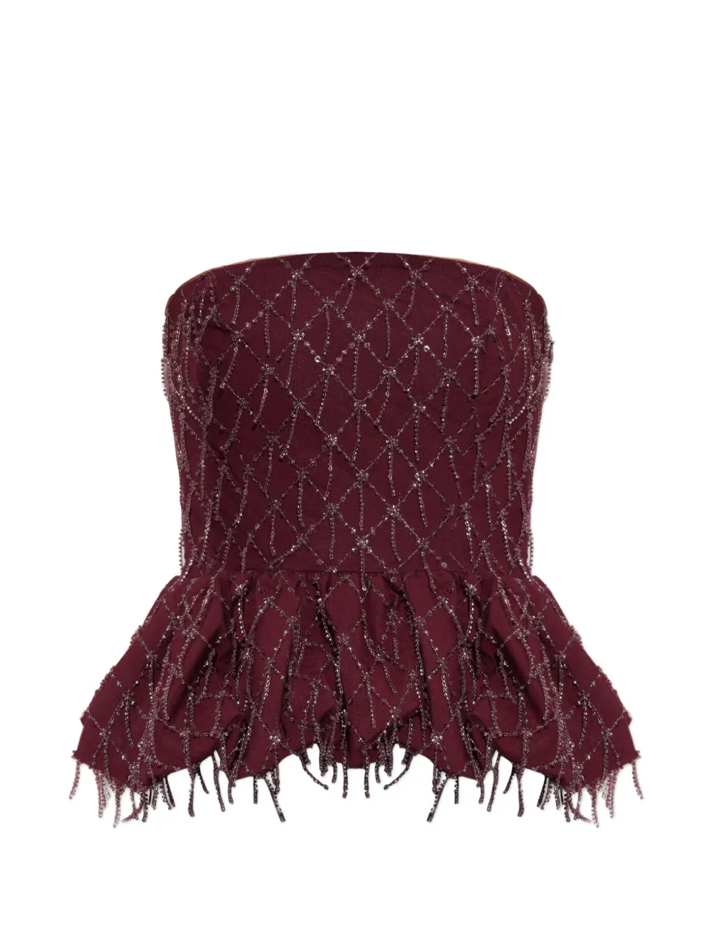 ROTATE BIRGER CHRISTENSEN bead-embellished peplum top - Rosso