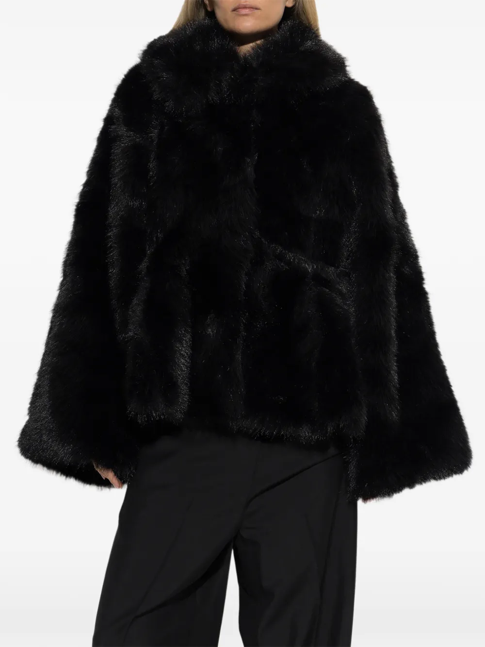 ROTATE BIRGER CHRISTENSEN faux-fur flared jacket black - Nero