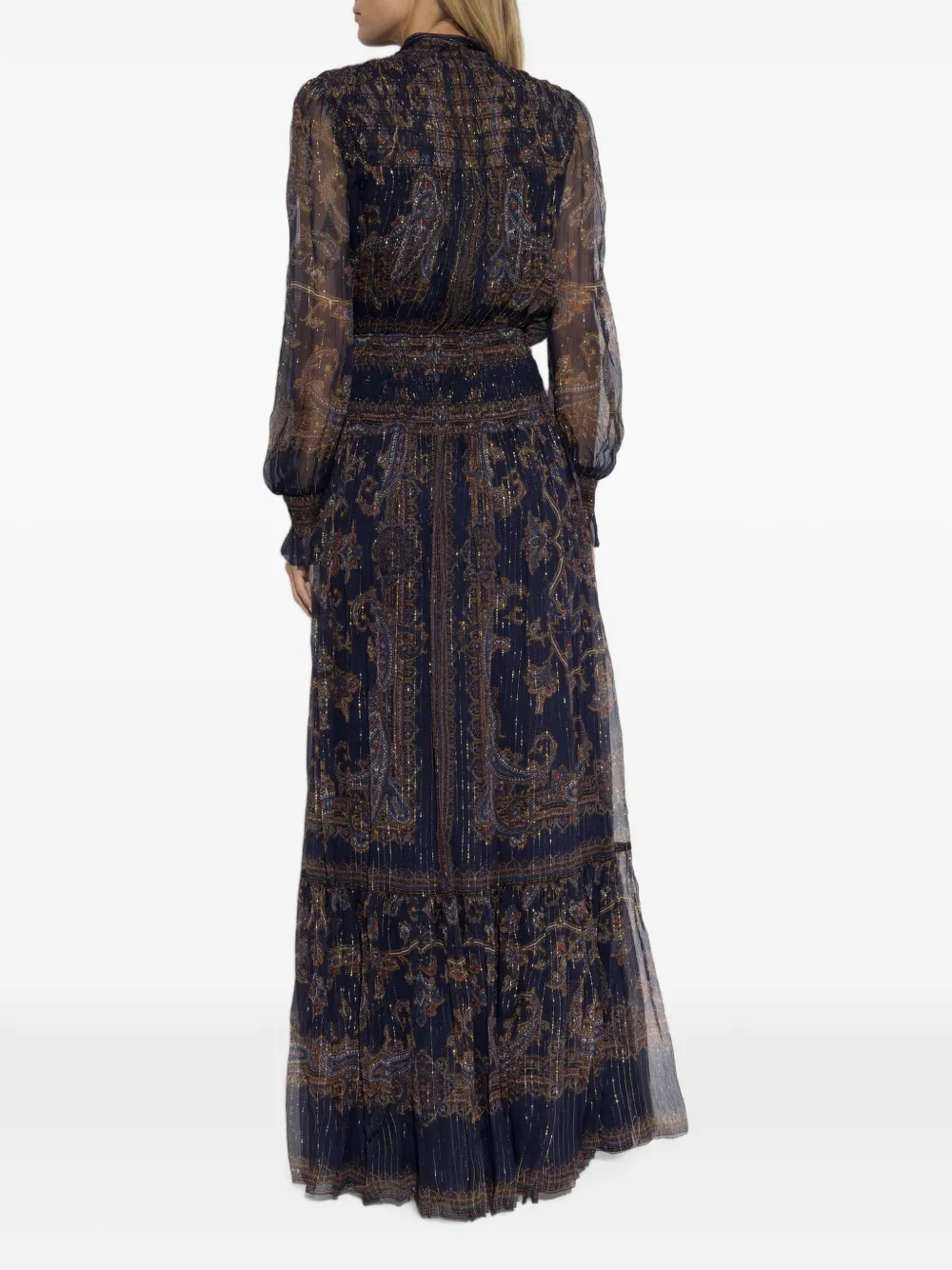 Self-Portrait paisley-print pussy-bow maxi dress Blauw