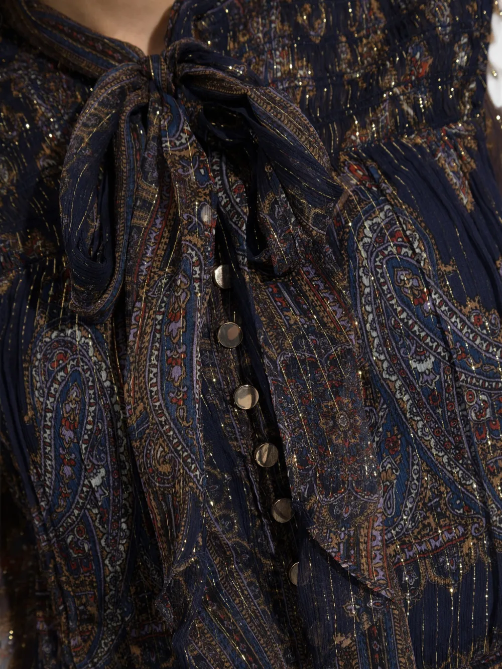 Self-Portrait paisley-print pussy-bow maxi dress Blauw