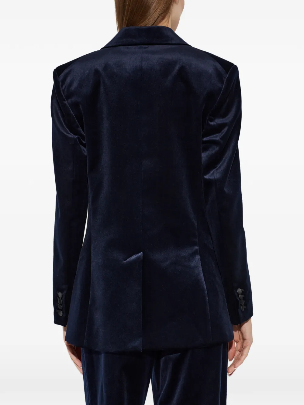 Victoria Beckham Fluwelen blazer met enkele opening Blauw