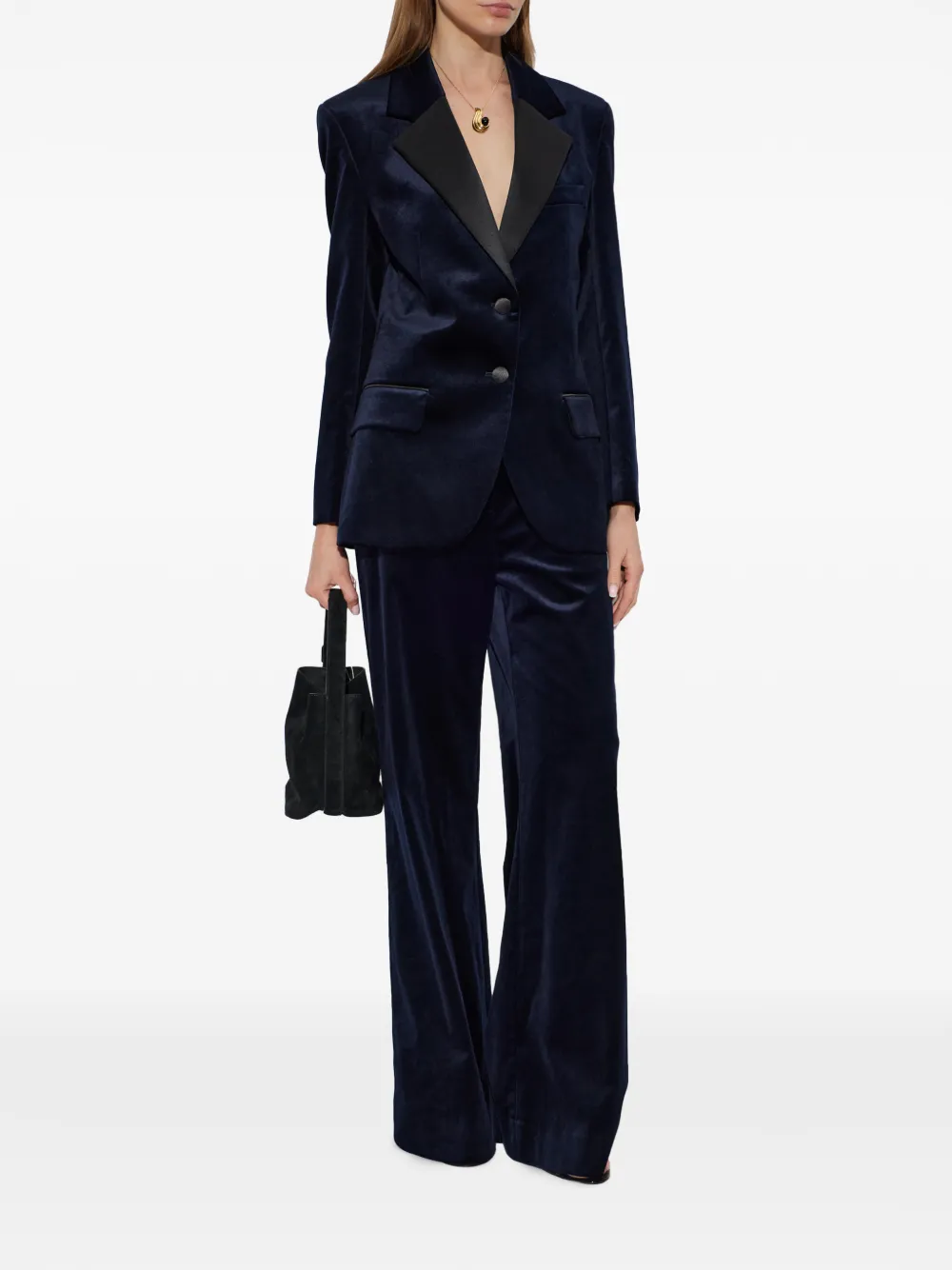 Victoria Beckham Fluwelen blazer met enkele opening Blauw