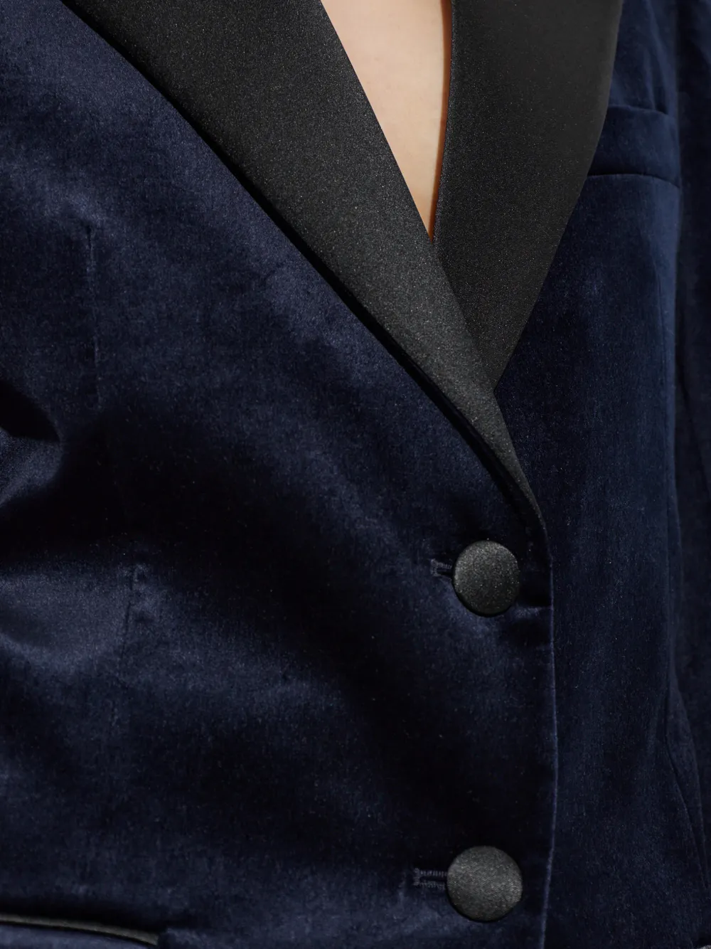Victoria Beckham Fluwelen blazer met enkele opening Blauw