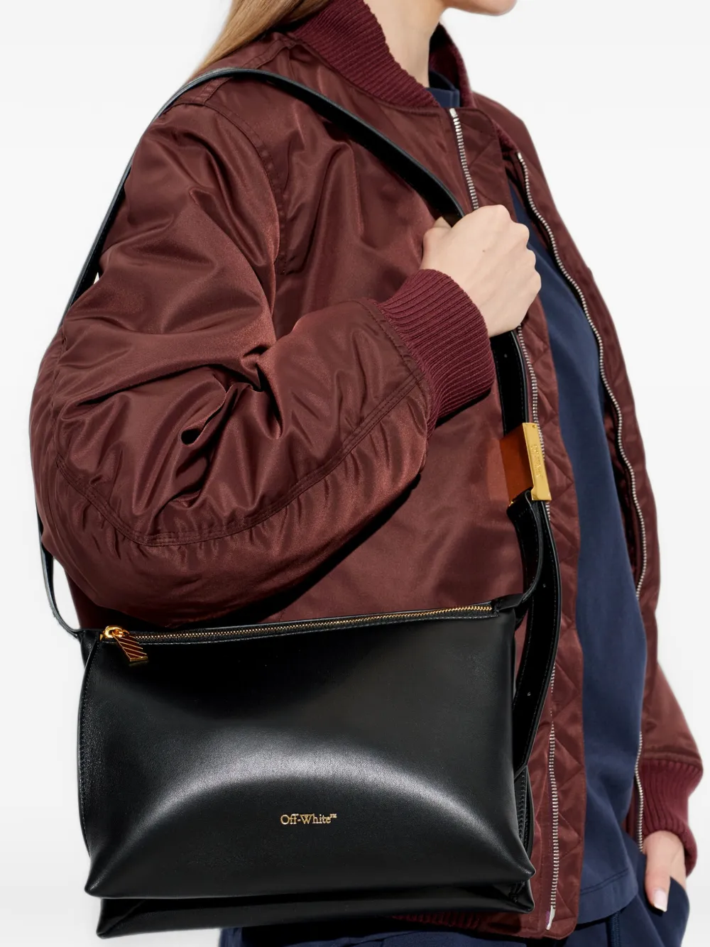 Off-White Sandbag 404 leren schoudertas Zwart
