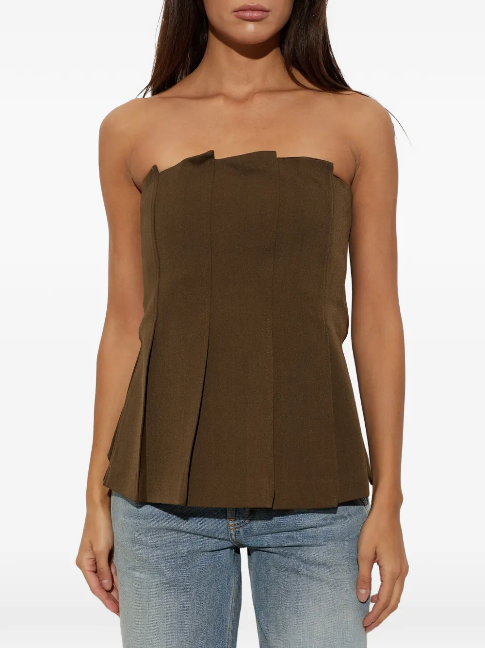 Gestuz Gzstacy geplooide strapless top Bruin