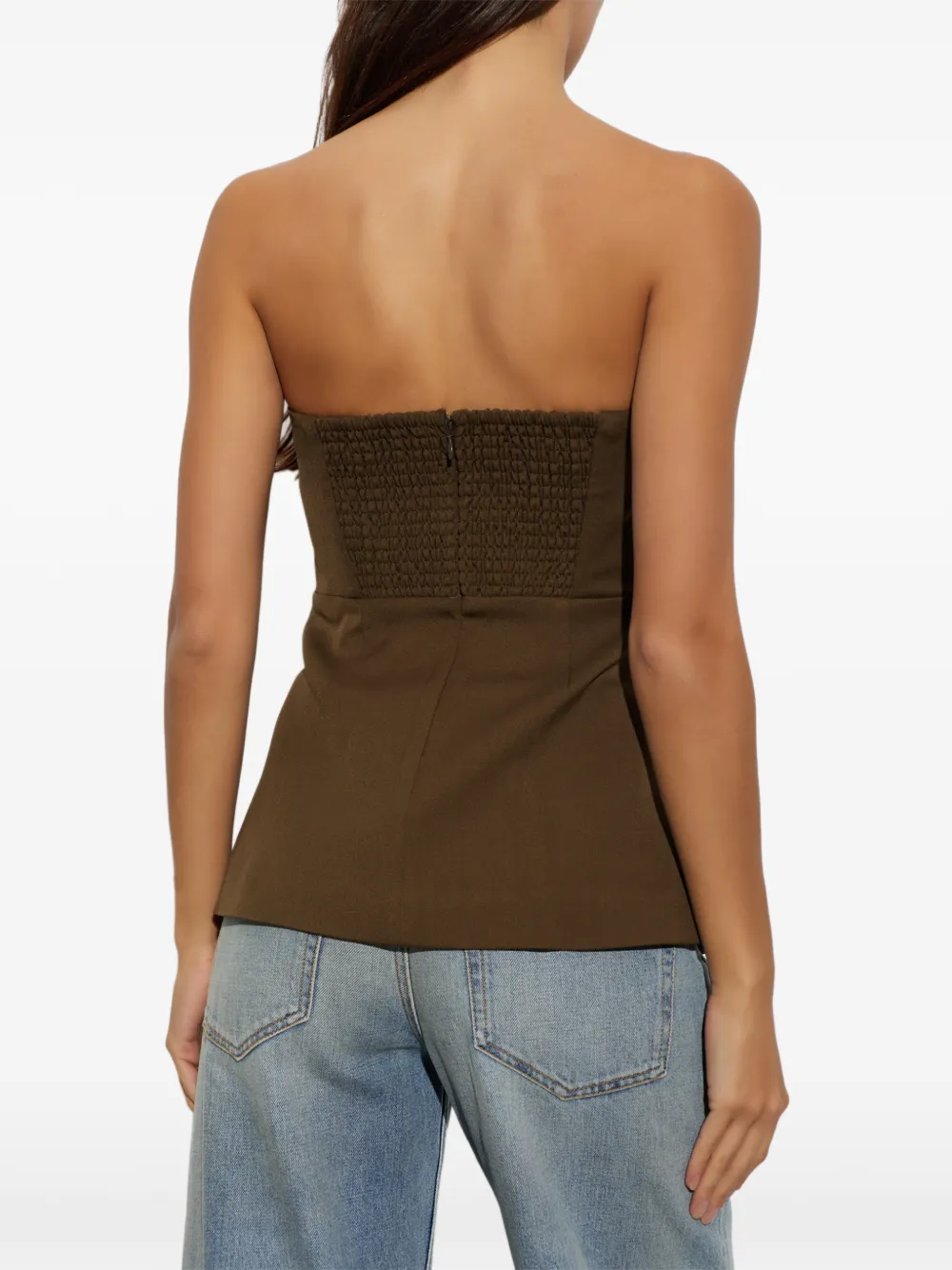 Gestuz Gzstacy geplooide strapless top Bruin