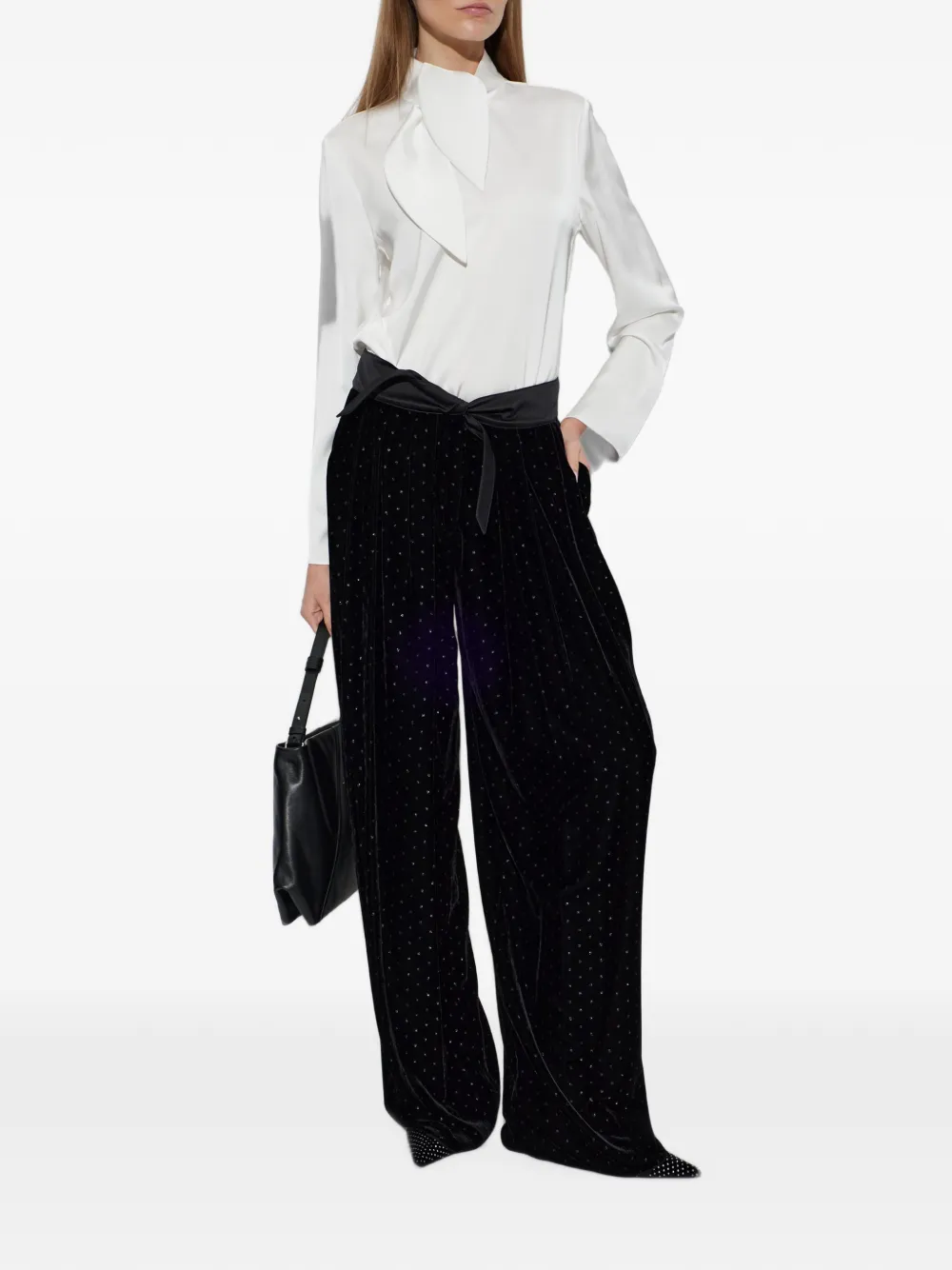 Emporio Armani Top met satijnen afwerking en sjaaldetail Wit