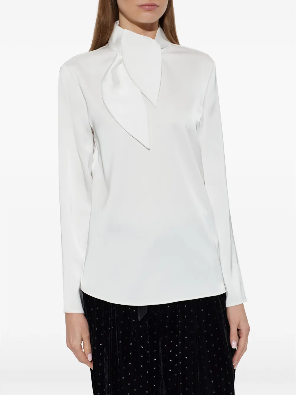 Emporio Armani Top met satijnen afwerking en sjaaldetail Wit