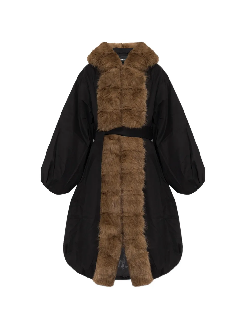 ROTATE BIRGER CHRISTENSEN faux-fur collar coat black - Nero