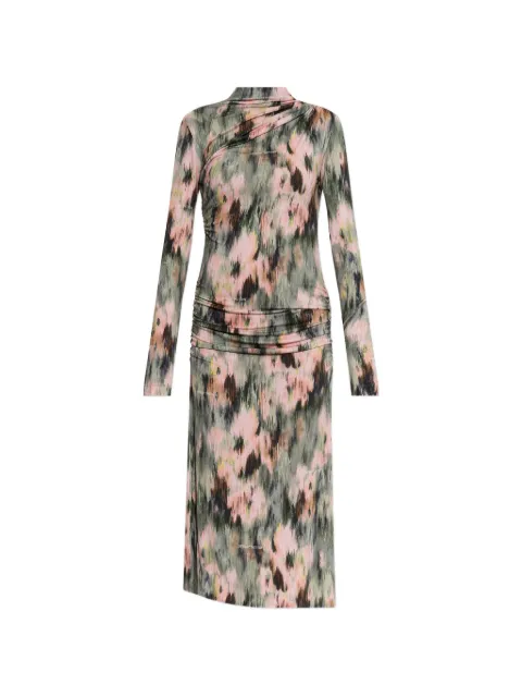 Off-White abstract-print ruched midi dress