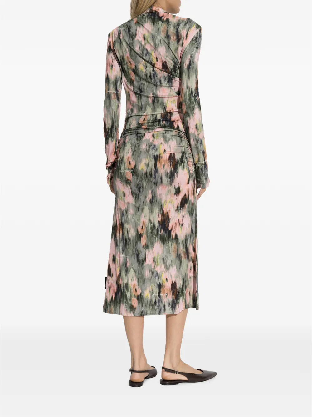 Off-White Midi-jurk met abstracte print Groen