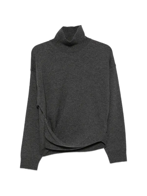 Róhe Sculptural Wrap-detail Turtleneck Sweater in Grey