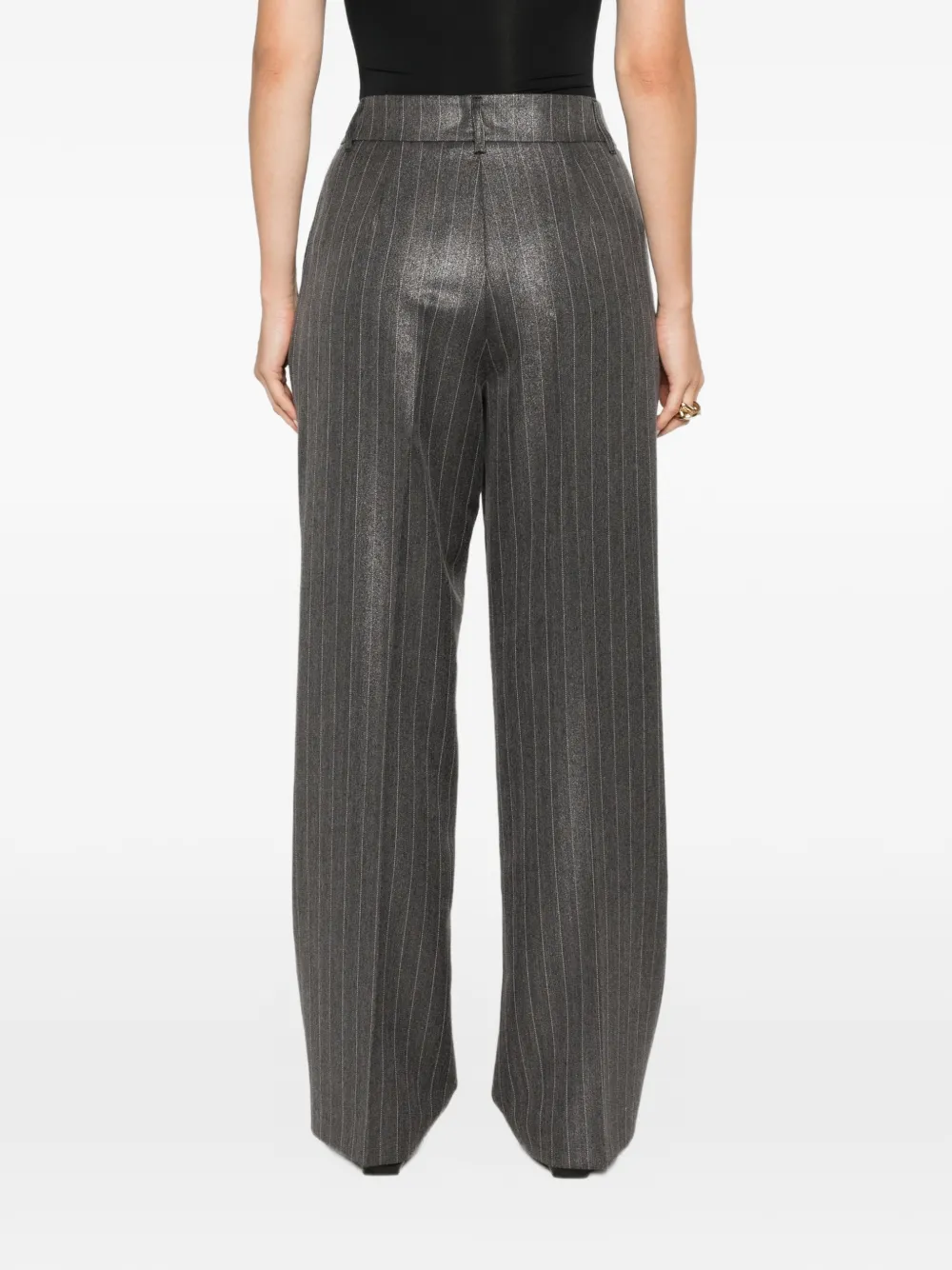 TWINSET Broek verfraaid met kristallen en krijtstreep Grijs