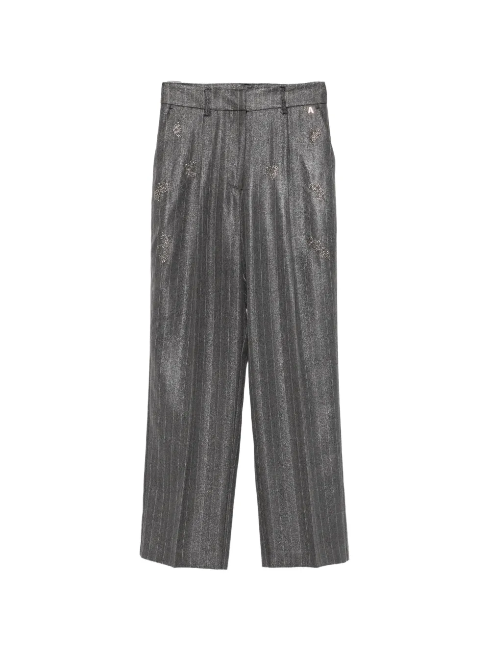 TWINSET pantalon rayé à ornements en cristal - Gris TWINSET pantalon rayé à ornements en cristal - Gris