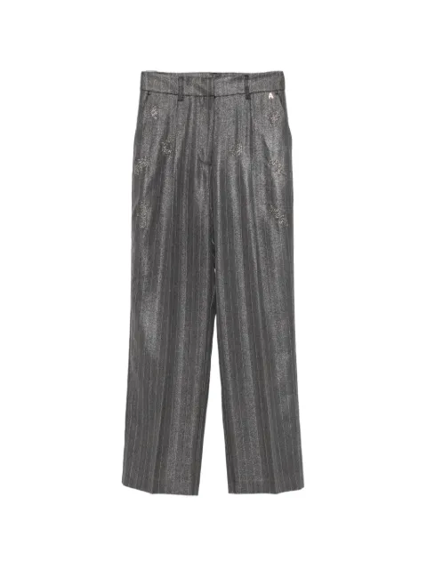TWINSET pantalones con detalles de cristal y rayas diplomáticas estampadas