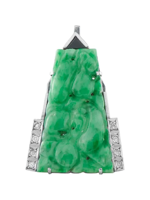 LB Exclusive Art Deco jade and diamond brooch