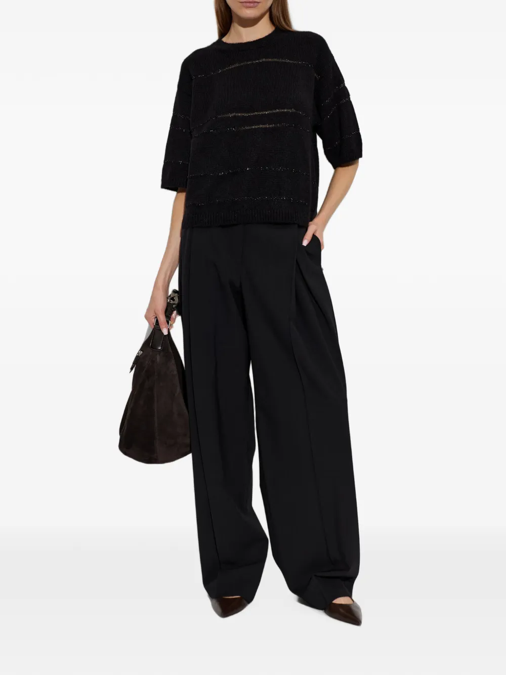 Fabiana Filippi sequin-embellished sweater Zwart