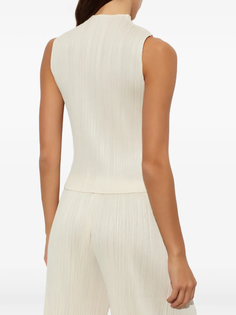 Pleats Please Issey Miyake Geplooide top Beige