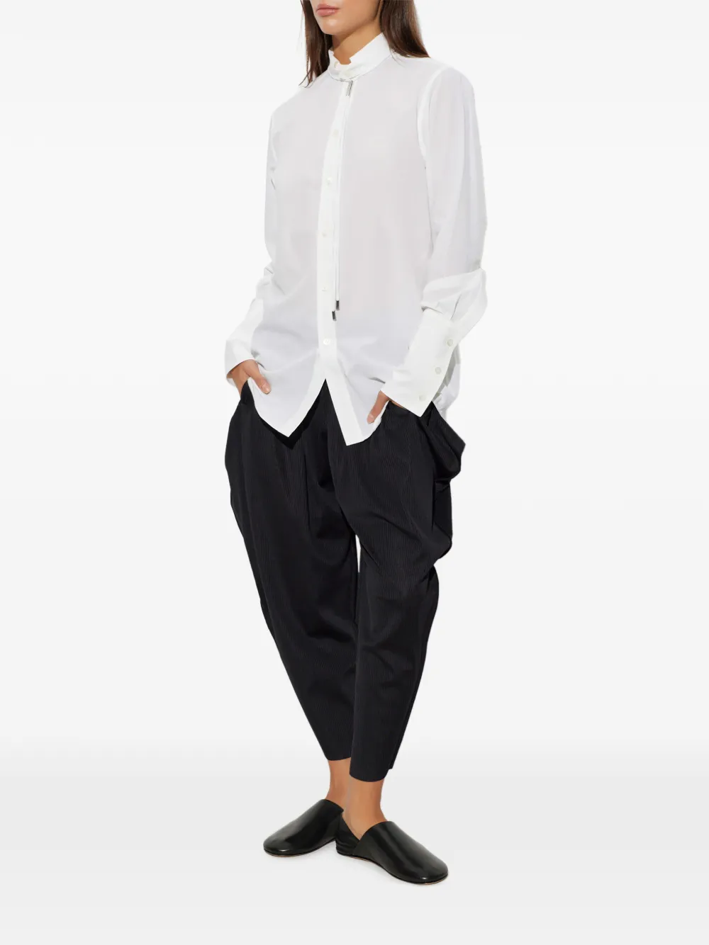 Issey Miyake Monsieur drawstring-detail shirt Wit