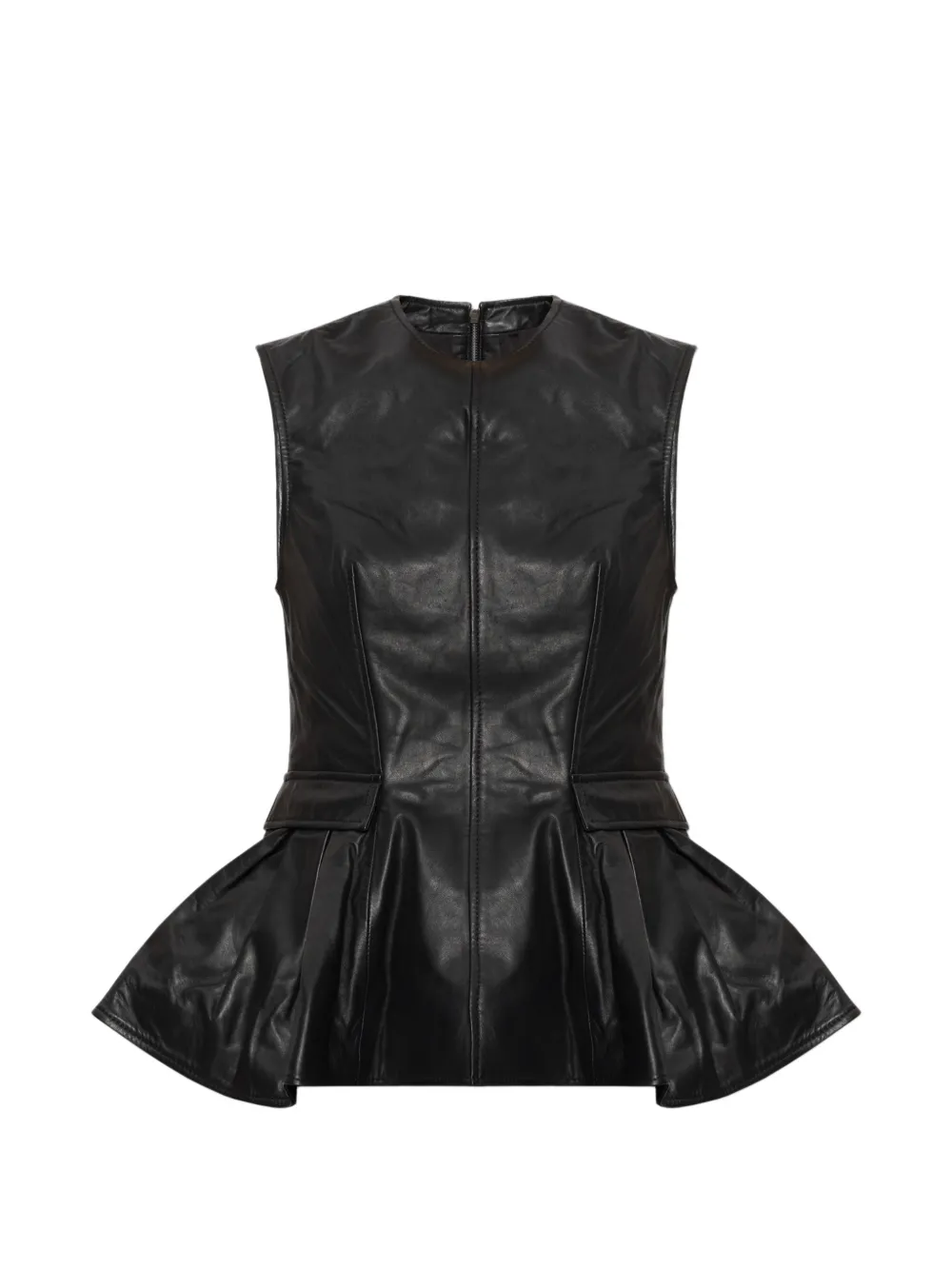 ROTATE BIRGER CHRISTENSEN peplum leather top black - Nero