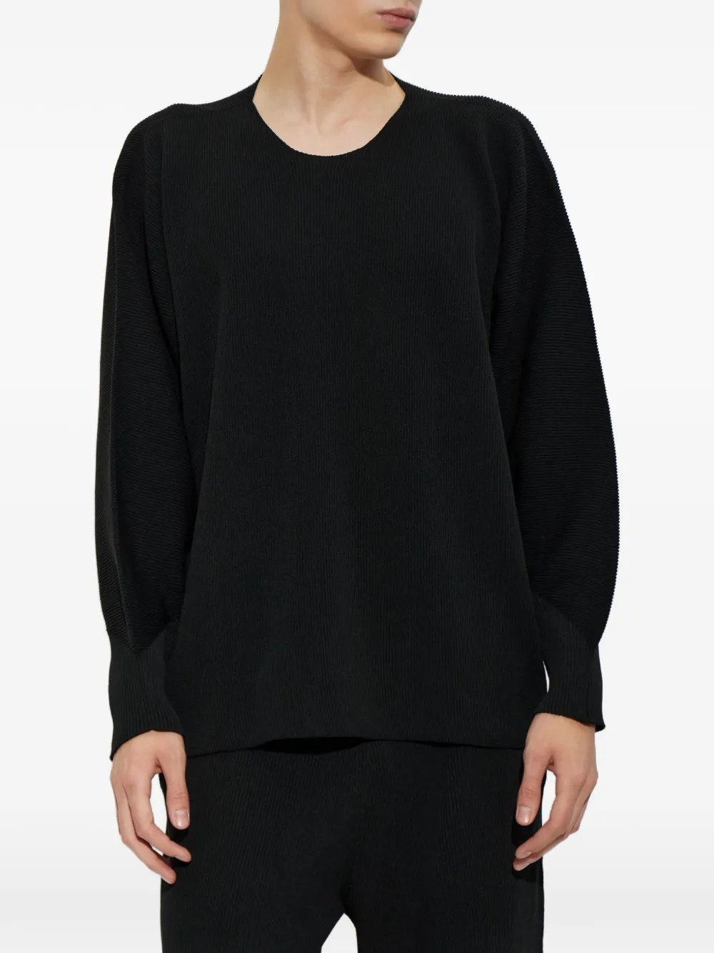 Homme Plissé Issey Miyake pleated crew-neck sweater Zwart
