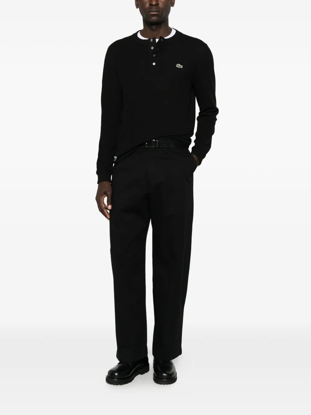 Lacoste Straight broek met logopatch Zwart
