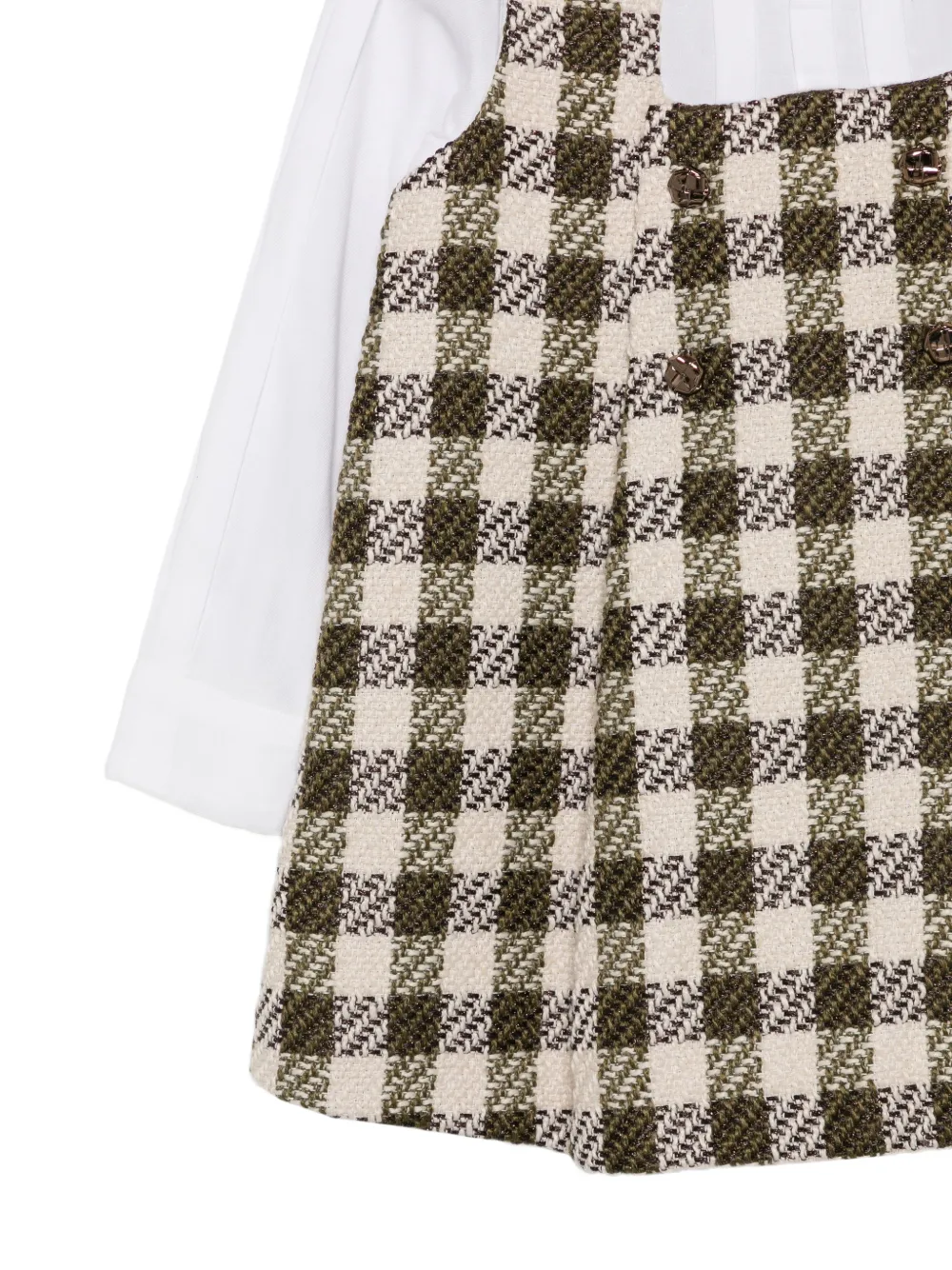 Abel & Lula Geruite jurk met dubbele rij knopen Beige