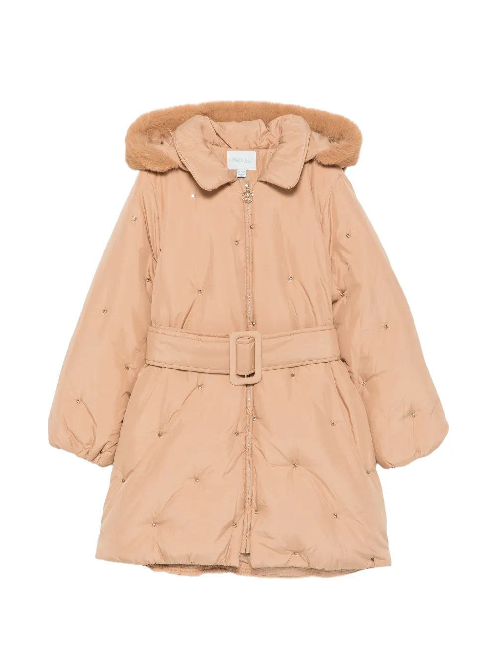 Abel & Lula crystal-embellished belted padded coat - Toni neutri