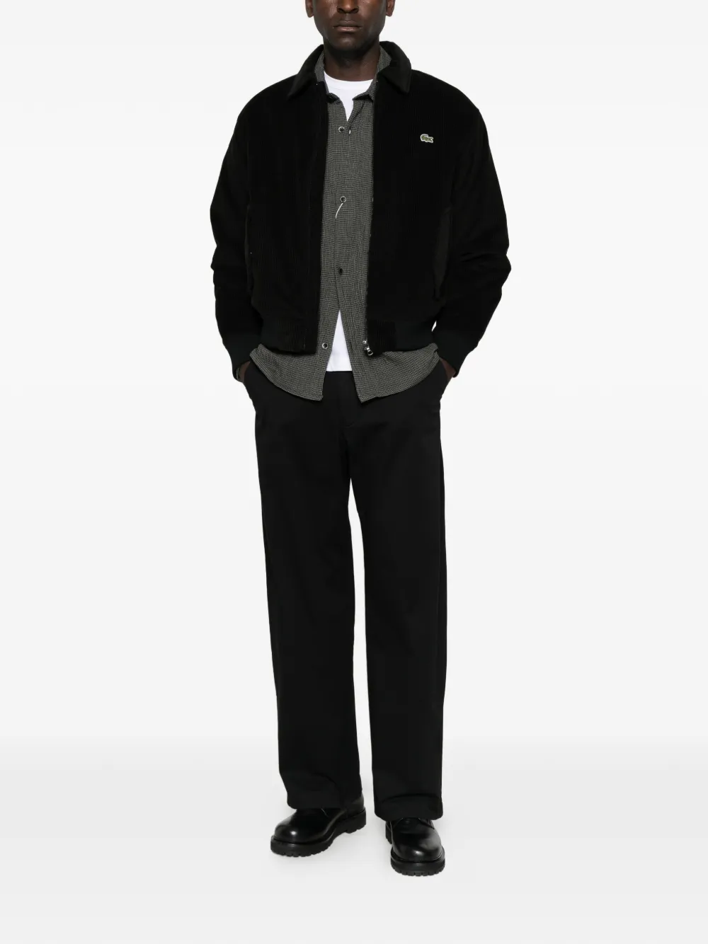 Lacoste Ribfluwelen shirtjack Zwart