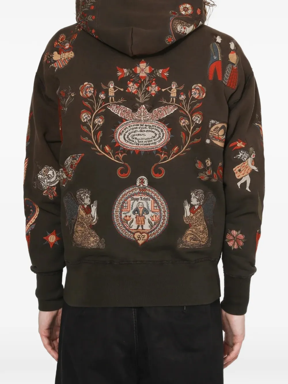 Samuel Zelig Folk hoodie met borduurwerk Groen