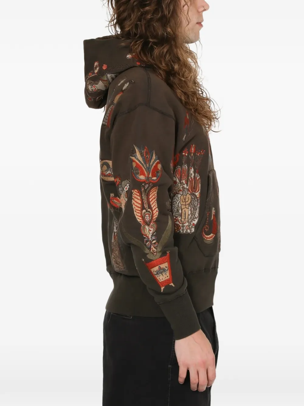Samuel Zelig Folk hoodie met borduurwerk Groen