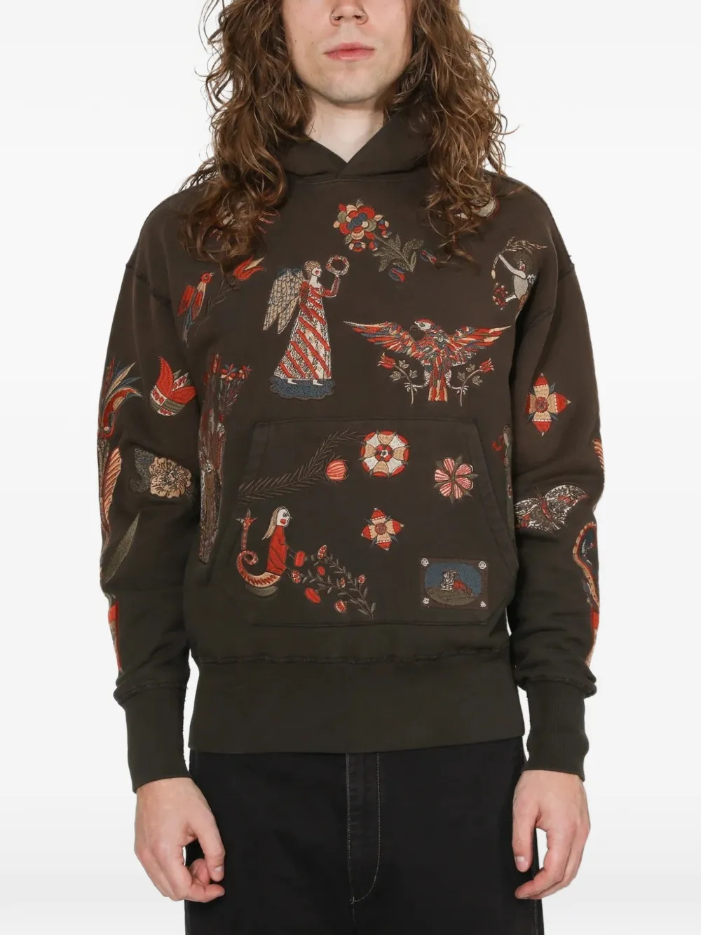 Samuel Zelig Folk hoodie met borduurwerk Groen
