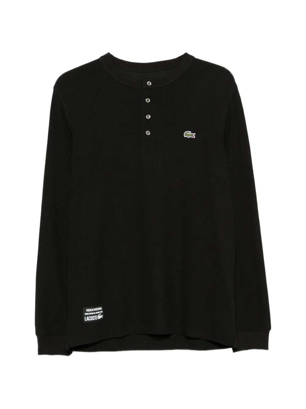 Lacoste logo-patch long-sleeved Henley T-shirt