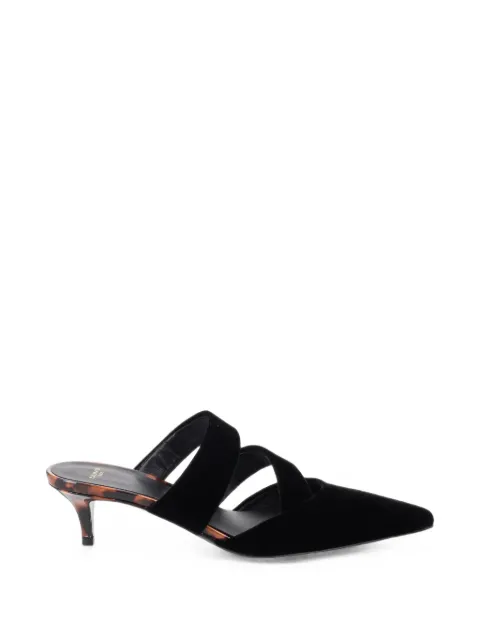 Balmain velvet and printed patent leather mules