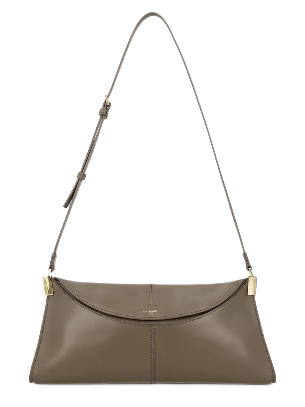 Balmain 64-83 Medium logo-print leather shoulder bag Groen
