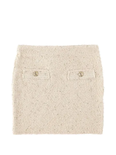 Balmain bouclé button-detail skirt