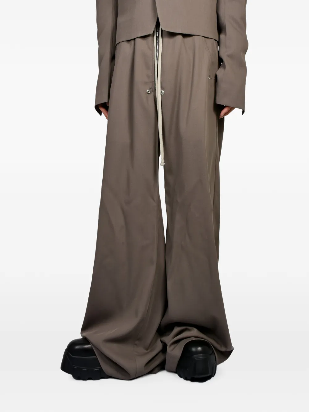 Rick Owens Bela drawstring wide-leg wool trousers Grijs