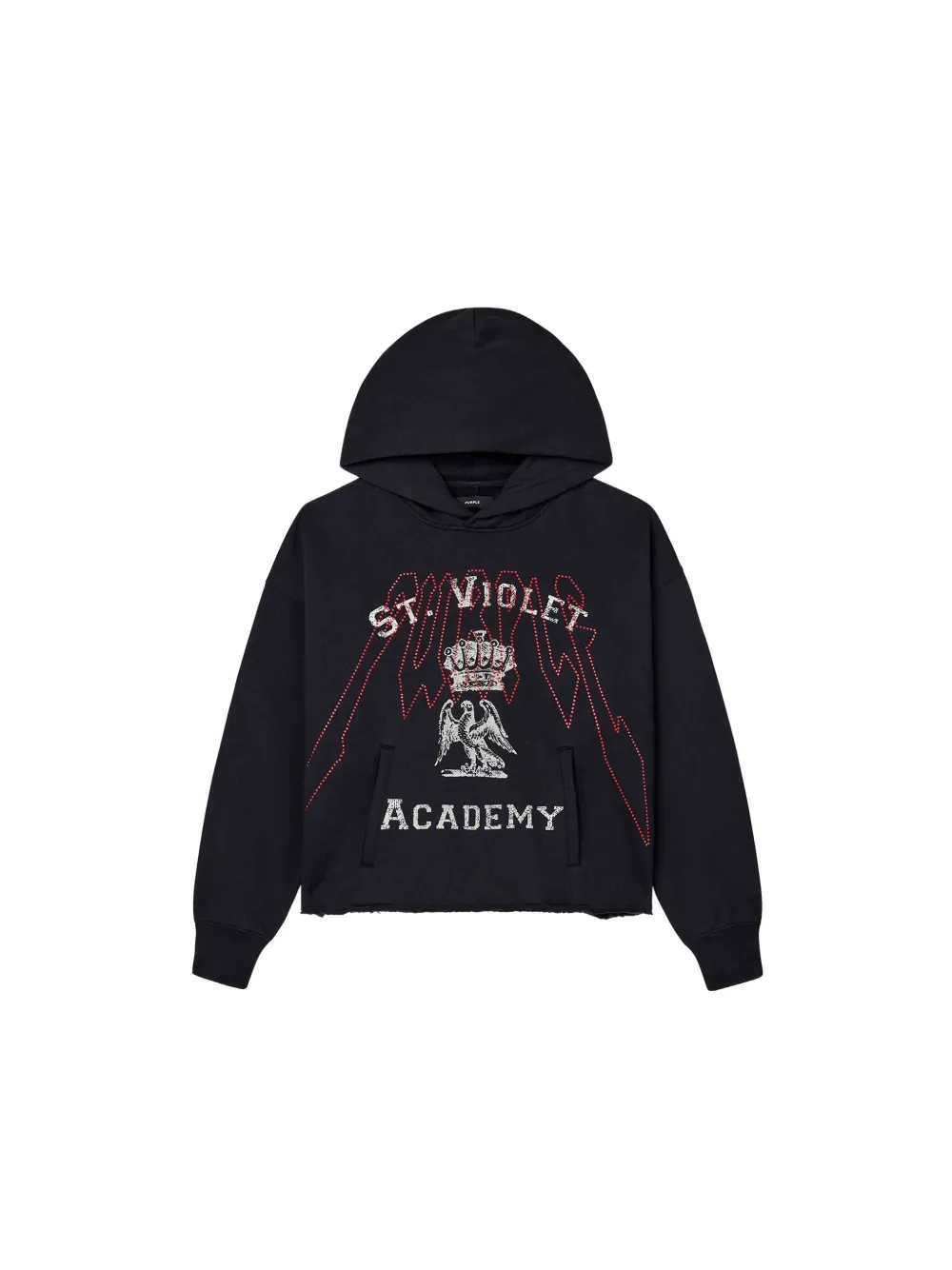 Purple Brand graphic-print raw-cut hoodie Zwart