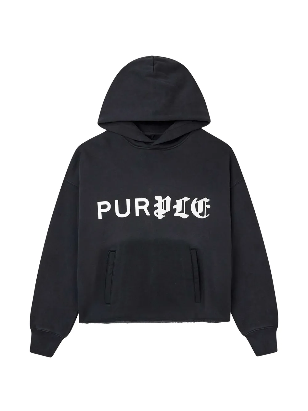 Purple Brand logo-print raw-edge hoodie
