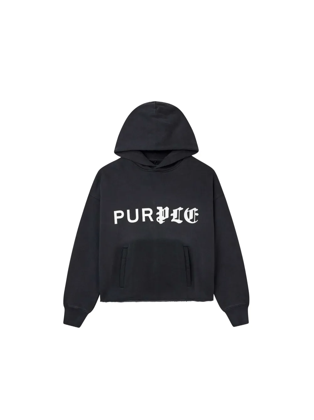 Purple Brand logo-print raw-edge hoodie Zwart