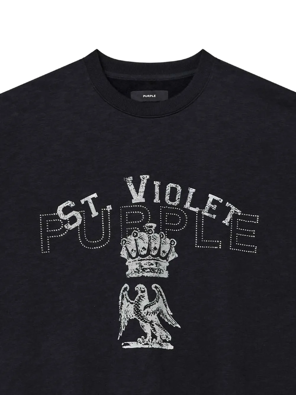 Purple Brand St. Violet slub-fleece T-shirt met grafische print Zwart