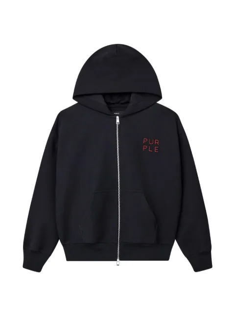 Purple Brand logo-embroidered zip-up hoodie