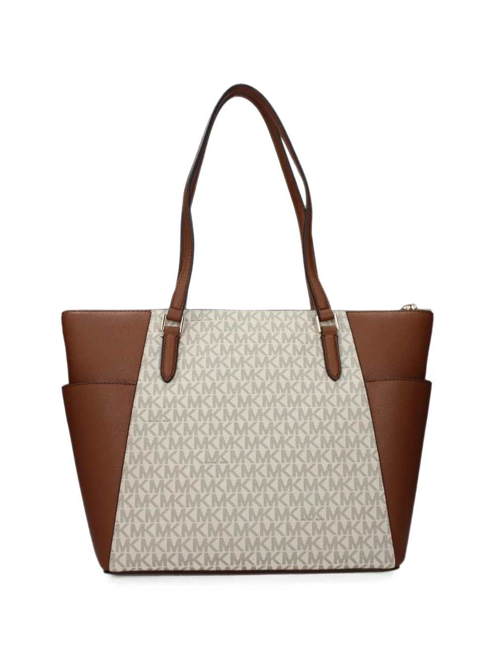 Michael Kors Charlotte leren shopper met logoprint Beige