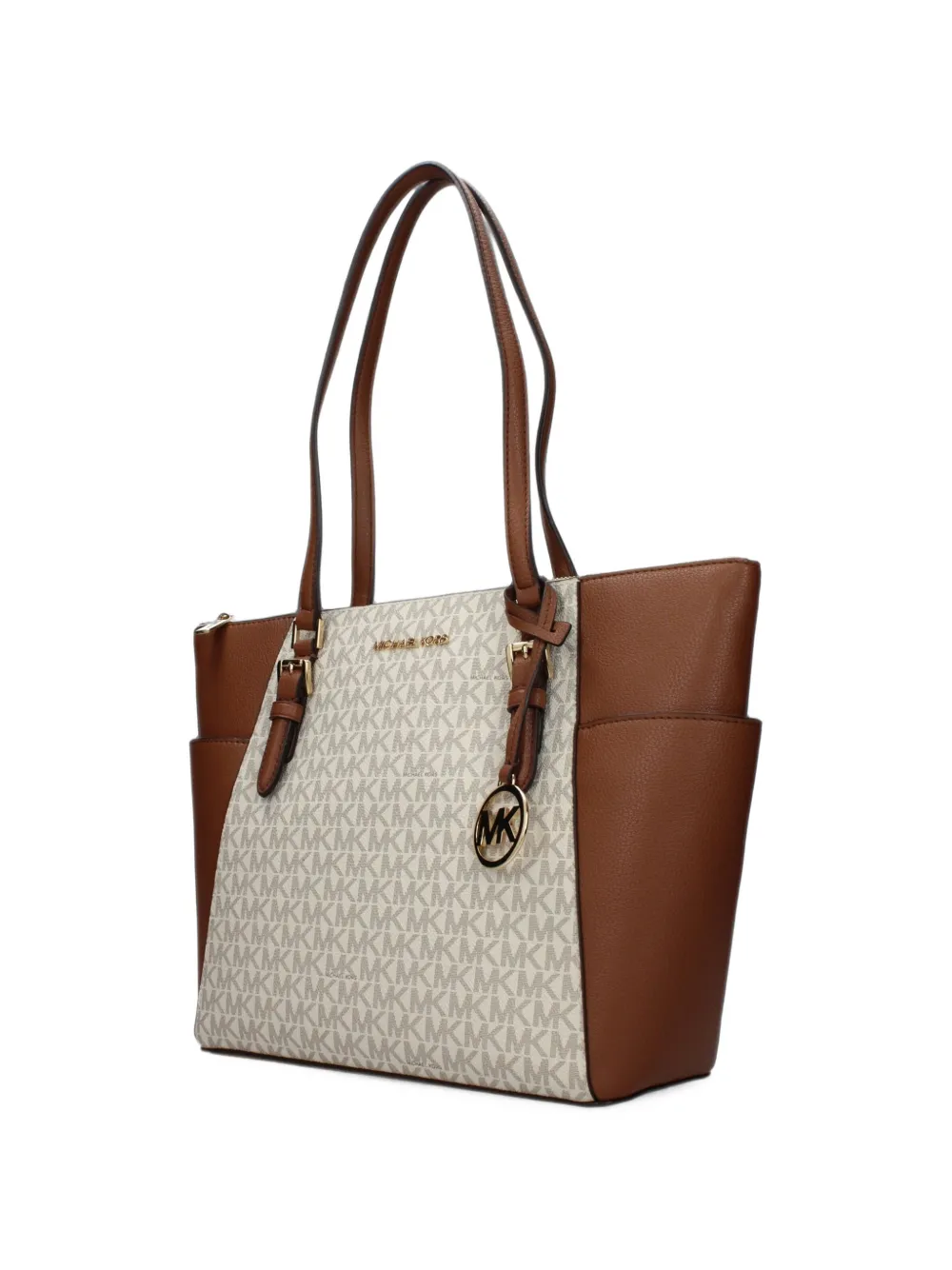 Michael Kors Charlotte leren shopper met logoprint Beige
