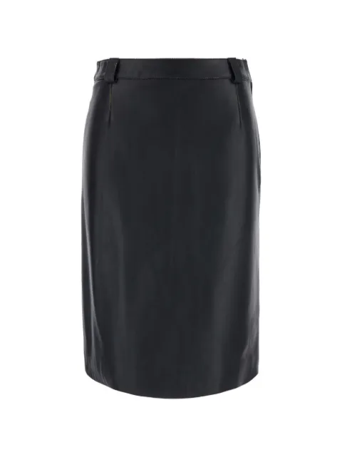 Grifoni rear-slit leather skirt