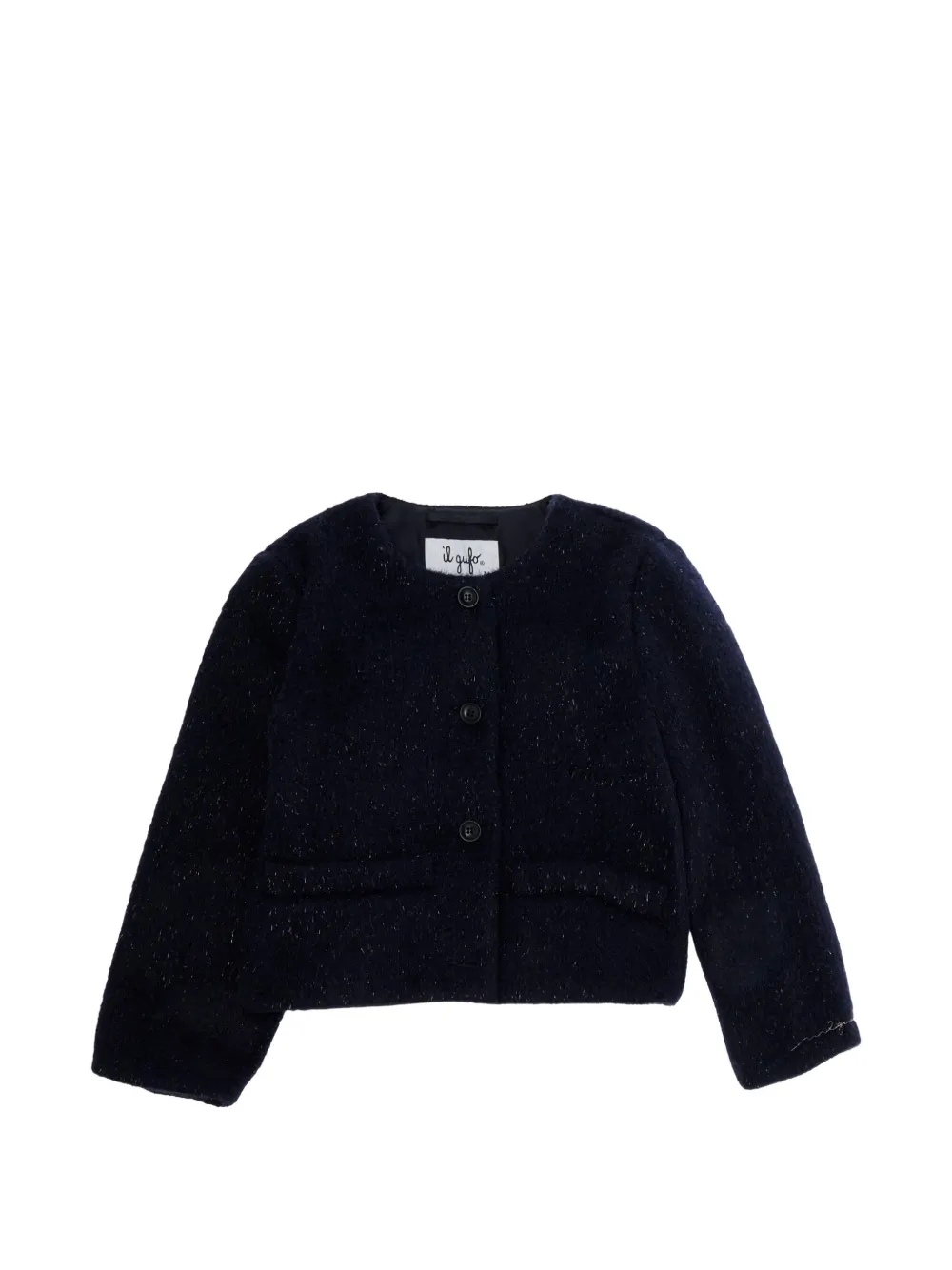 Il Gufo metallic-thread collarless jacket - Blu